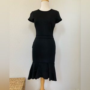 ZARA Woman- Small midi dress, round neck, fitted black dress - Like NEW!